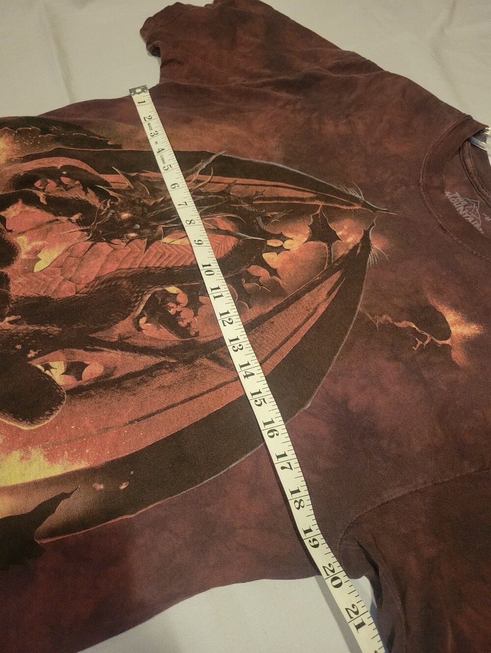 DnD Style Dragon Graphic Tee - Maroon/Burnt Orange Tie Dye - Picture 8 of 10